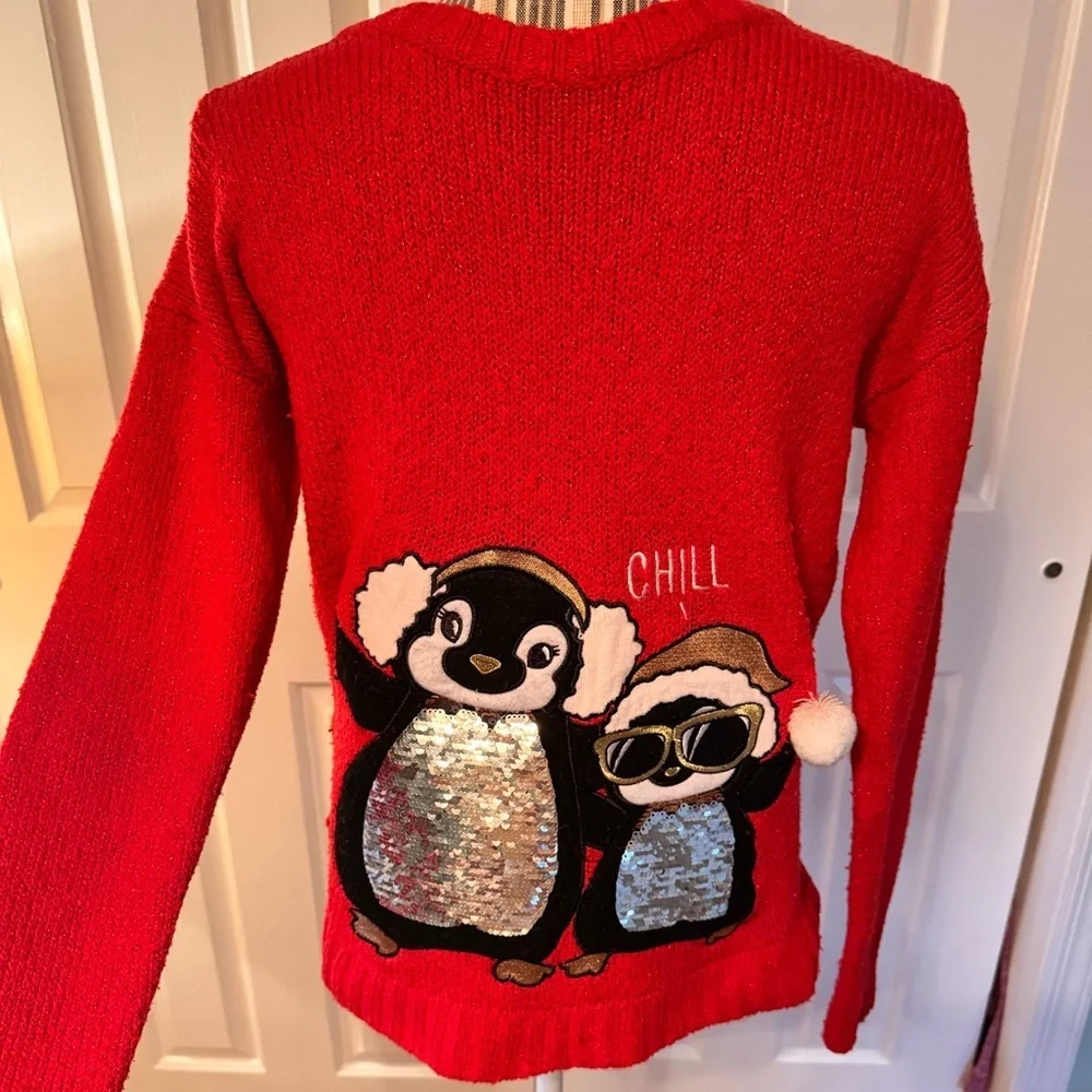 🎅 Justice Red Sweater with Penguin Design Great for the holiday’s